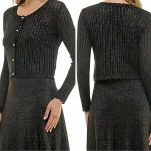NWT Taylor Metallic Shimmer Pointelle Cardigan